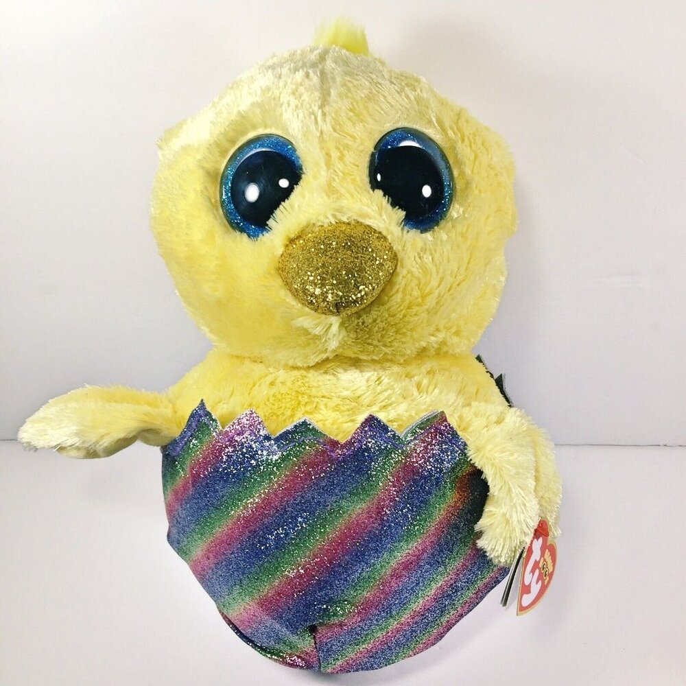 Easter Chick Plush Stuffed Animal in Rainbow Egg 9” Medium TY Beanie Boo